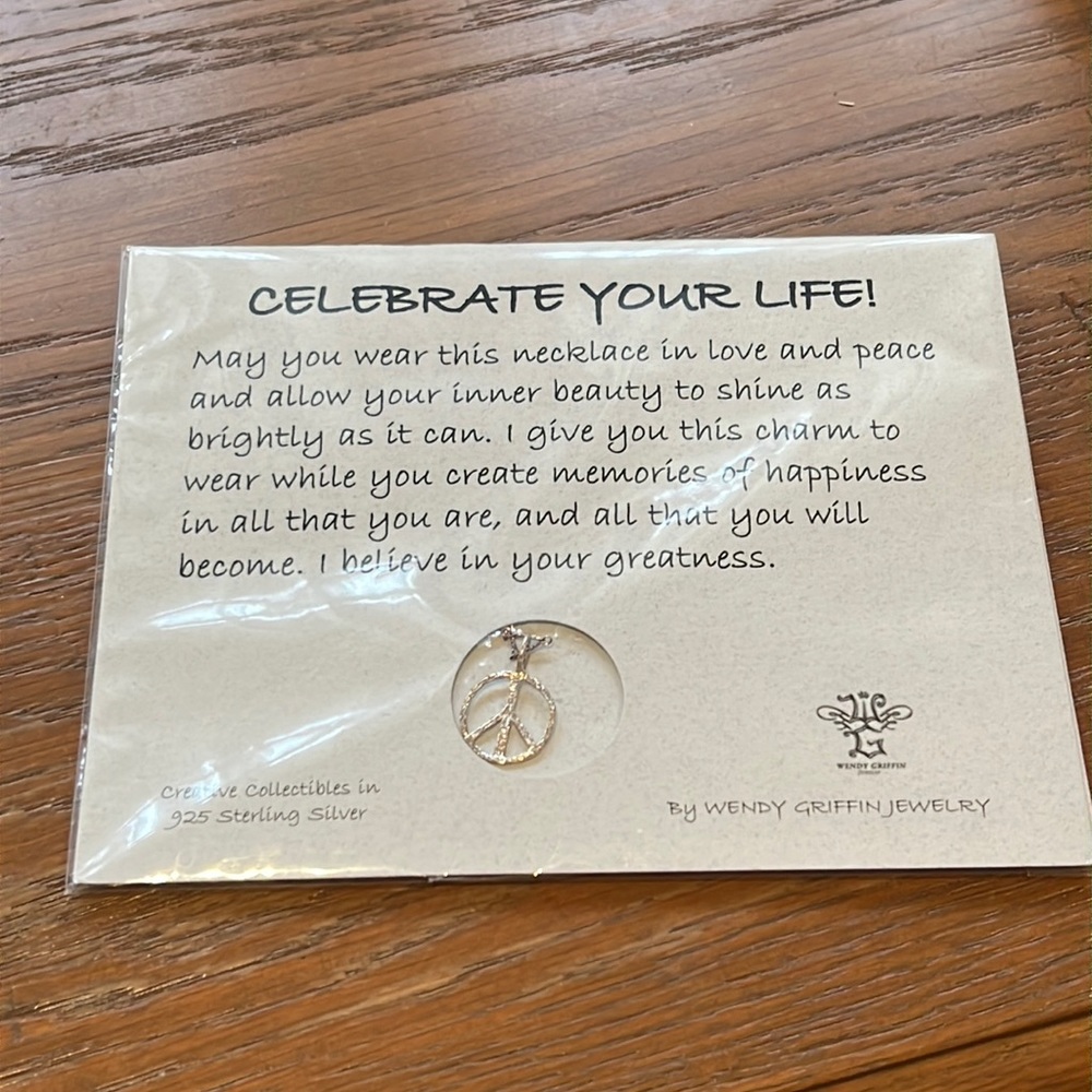 NWT Sterling Silver Peace Sign Necklace